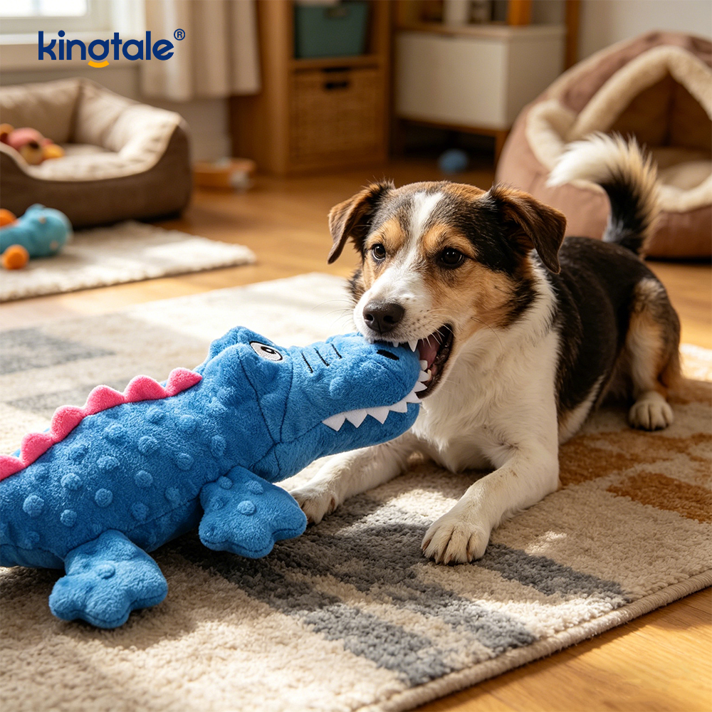 Brinquedo de mastigar de pelúcia para animais de estimação com voz de crocodilo para cães