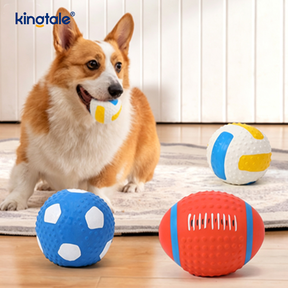 Brinquedos de látex que fazem barulho para animais de estimação (futebol, futebol, vôlei)