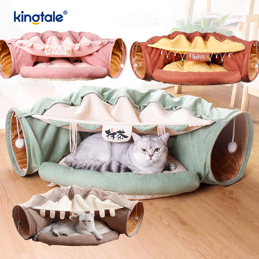 Túnel dobrável para brincar de gato, brinquedo interativo, labirinto, casa de gato, túneis internos