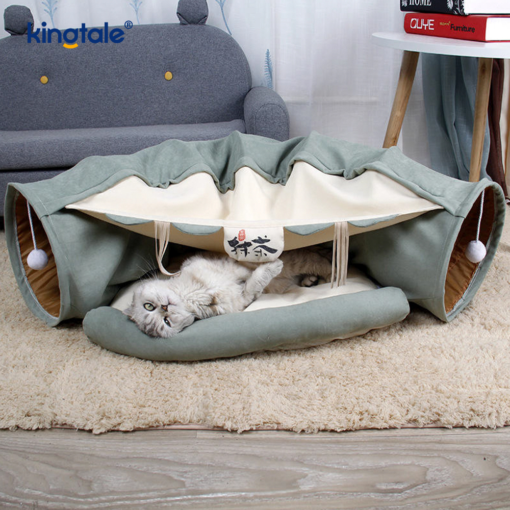 Túnel dobrável para brincar de gato, brinquedo interativo, labirinto, casa de gato, túneis internos