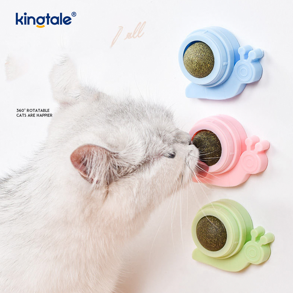 Bola de catnip giratória de caracol, bola de tratamento para limpeza de dentes, molares