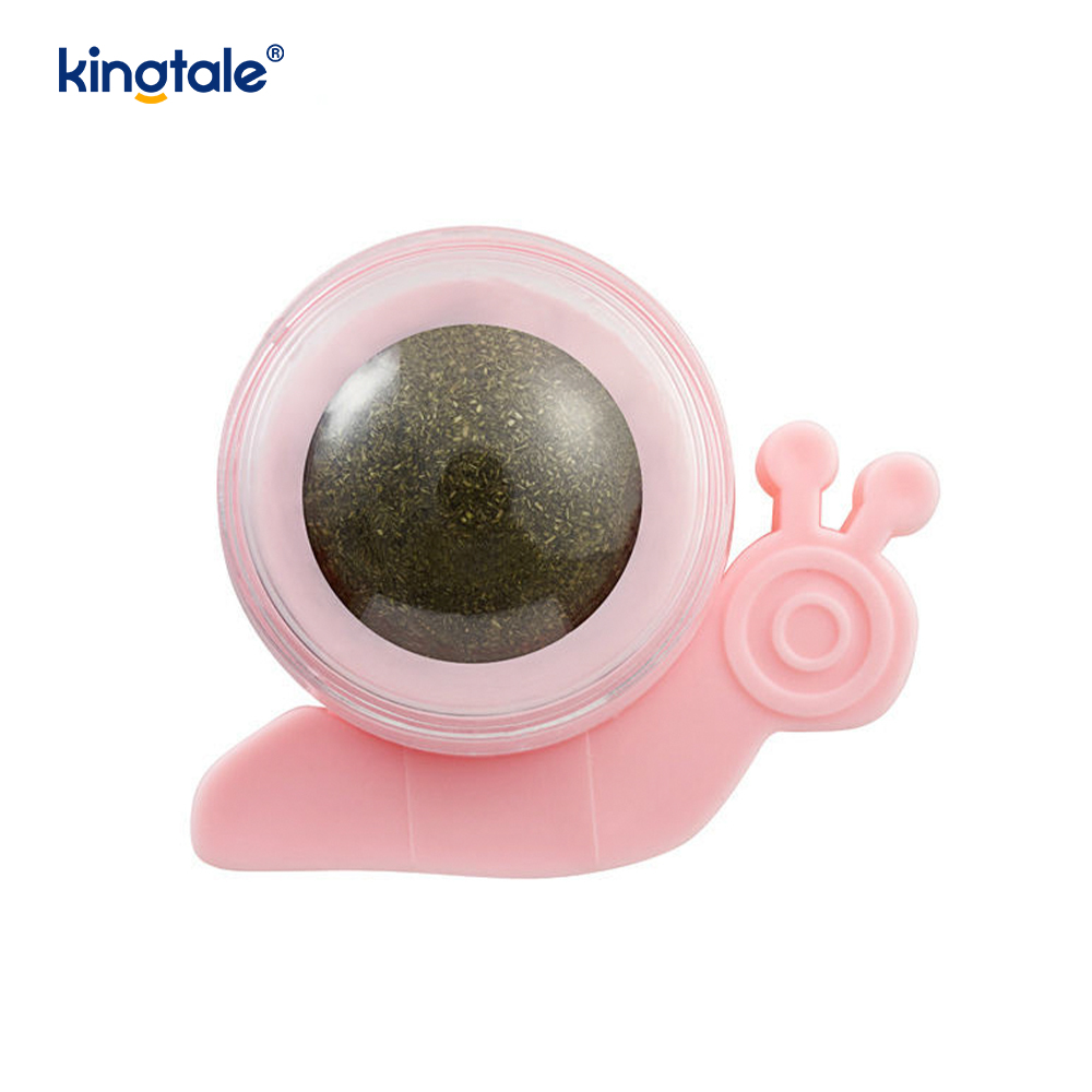 Bola de catnip giratória de caracol, bola de tratamento para limpeza de dentes, molares