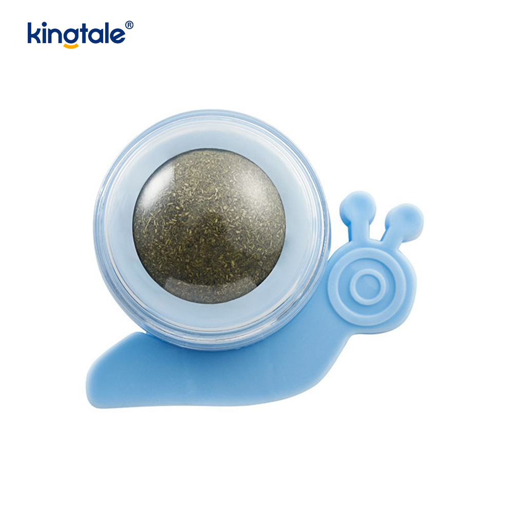 Bola de catnip giratória de caracol, bola de tratamento para limpeza de dentes, molares