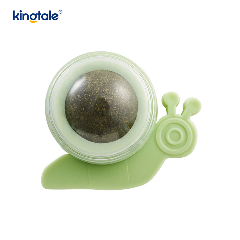 Bola de catnip giratória de caracol, bola de tratamento para limpeza de dentes, molares