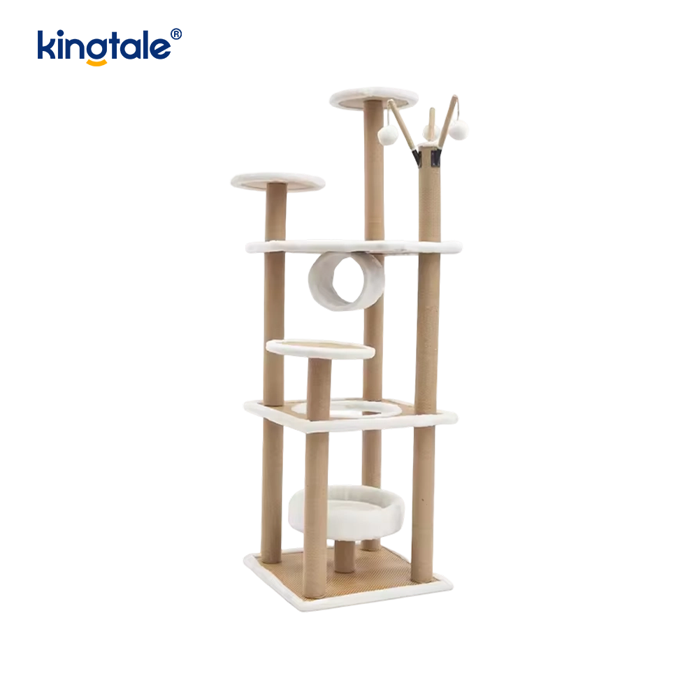 Árvore de gato de sisal natural, torre de gato alto, limitada a vários níveis de pelúcia