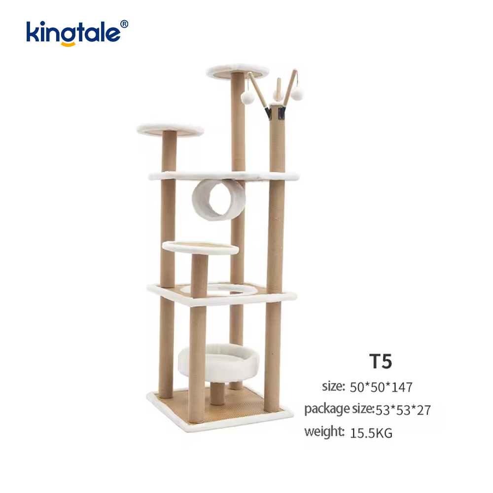 Árvore de gato de sisal natural, torre de gato alto, limitada a vários níveis de pelúcia