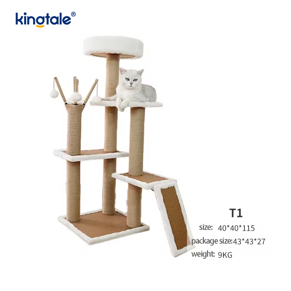 Árvore de gato de sisal natural, torre de gato alto, limitada a vários níveis de pelúcia