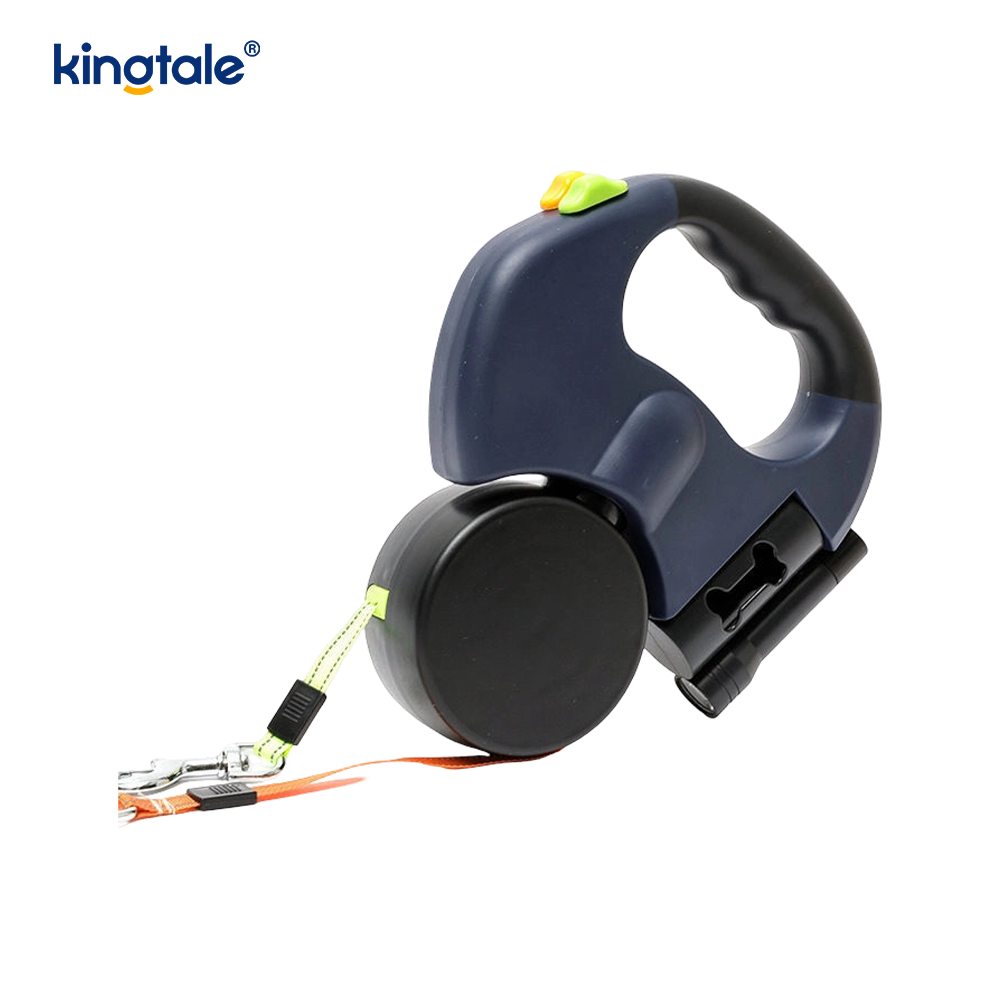 Trela ​​dupla retrátil de 360 ​​graus para cães com luz LED