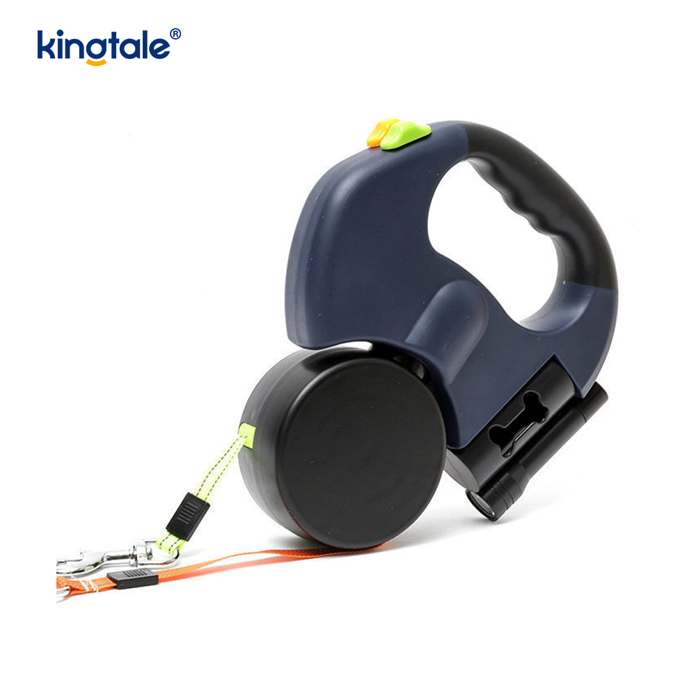 Trela ​​dupla retrátil de 360 ​​graus para cães com luz LED