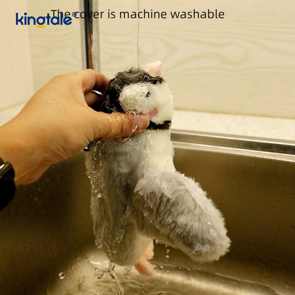 Brinquedo de pelúcia realista para pássaros/gatos elétricos e recarregável que emite sons quando acariciado