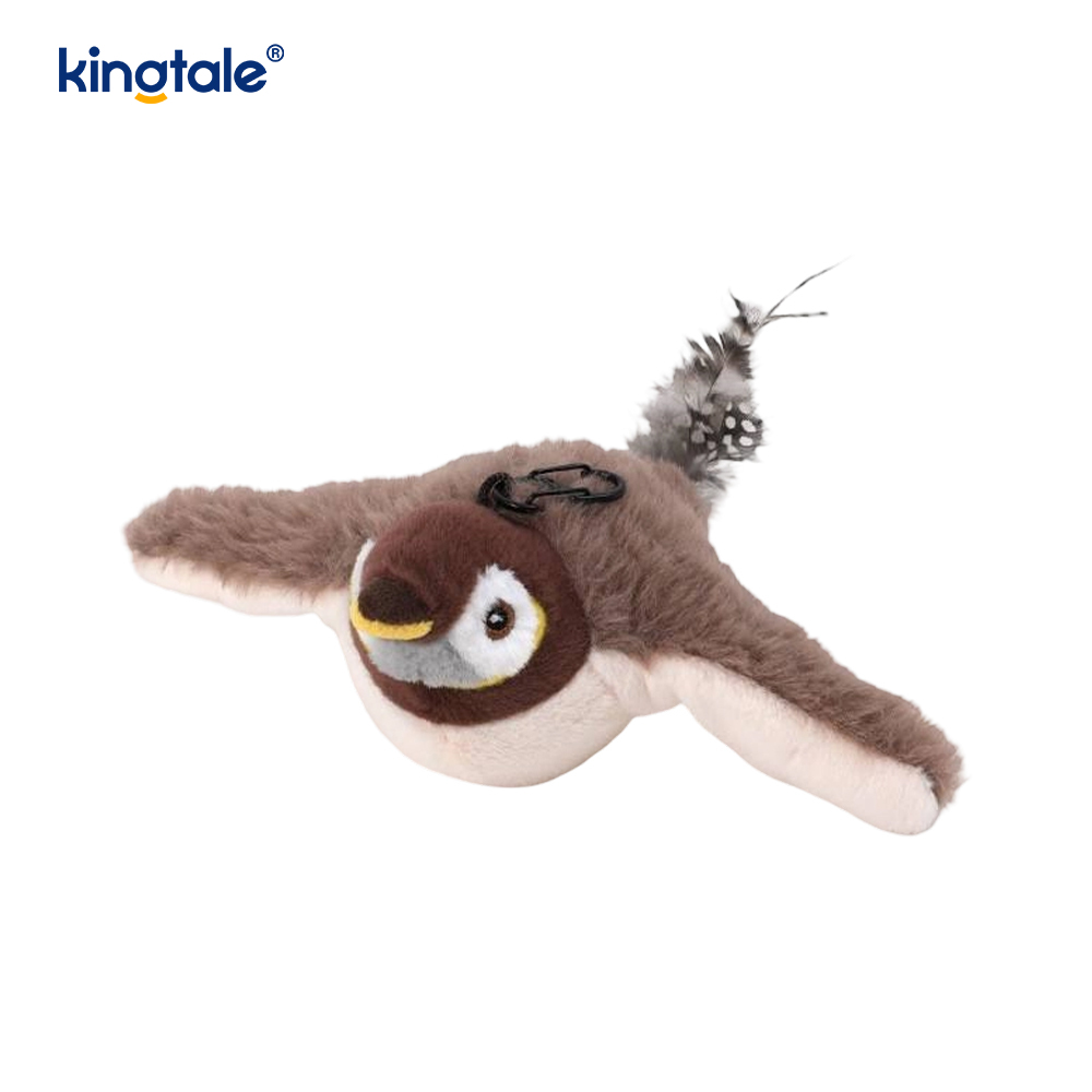 Brinquedo de pelúcia realista para pássaros/gatos elétricos e recarregável que emite sons quando acariciado