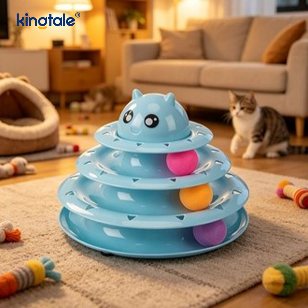 Plataforma giratória interativa de 3 níveis para gatos brinquedos para animais de estimação divertidos brinquedos de quebra-cabeça para exercícios físicos mentais