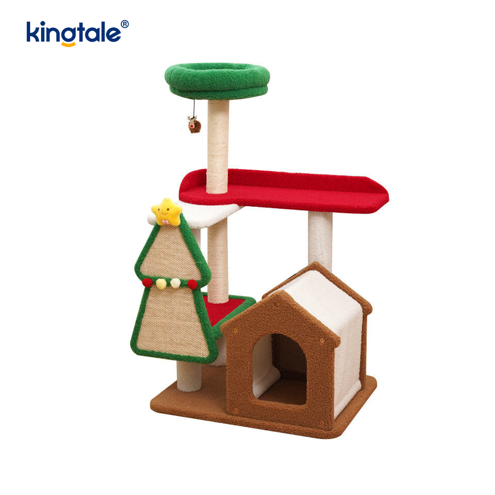 Série de Natal personalizada resistente ao desgaste Cat Scratch Pillar Siege Tower Apartment