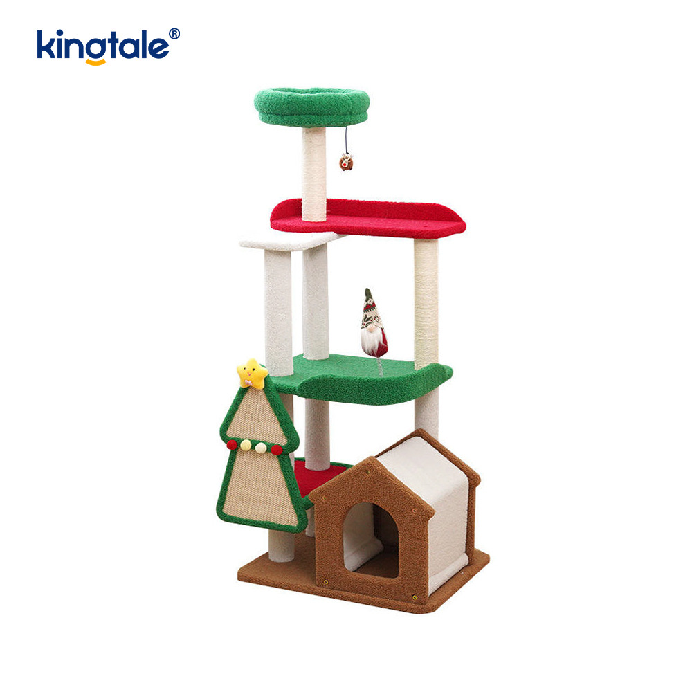 Série de Natal personalizada resistente ao desgaste Cat Scratch Pillar Siege Tower Apartment