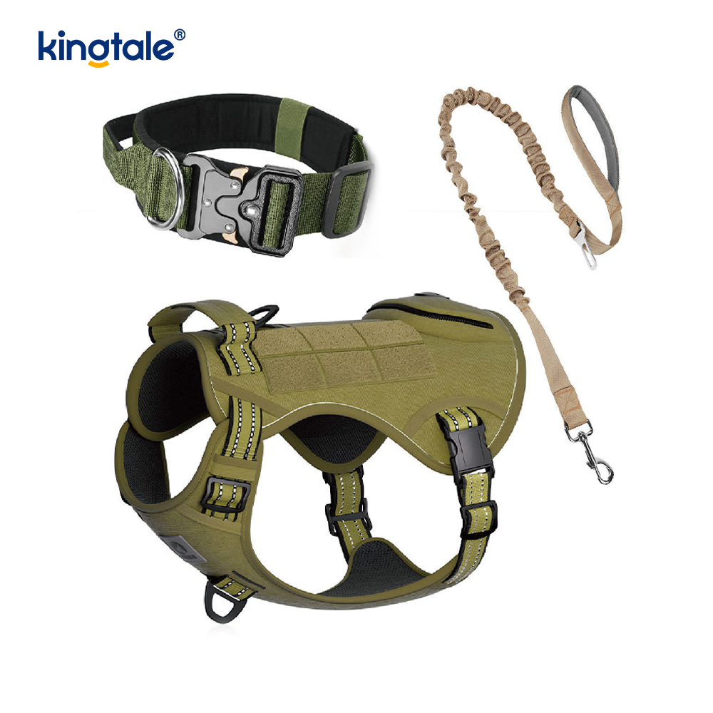 Conjunto de arnês de trela para coleira de cachorro de treinamento de nylon sem puxar com controle