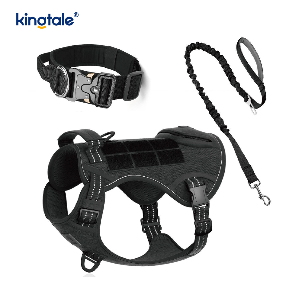 Conjunto de arnês de trela para coleira de cachorro de treinamento de nylon sem puxar com controle