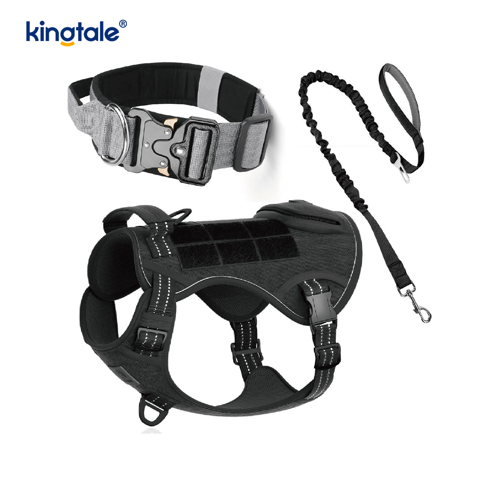 Conjunto de arnês de trela para coleira de cachorro de treinamento de nylon sem puxar com controle
