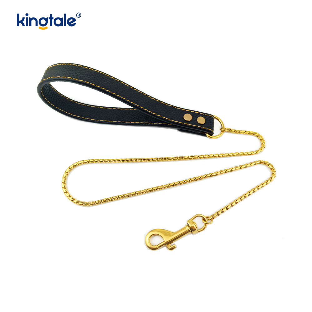 Trela ​​de corrente resistente para cães, coleira de metal multicolorida para caminhada de cães de estimação