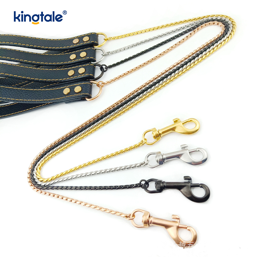 Trela ​​de corrente resistente para cães, coleira de metal multicolorida para caminhada de cães de estimação