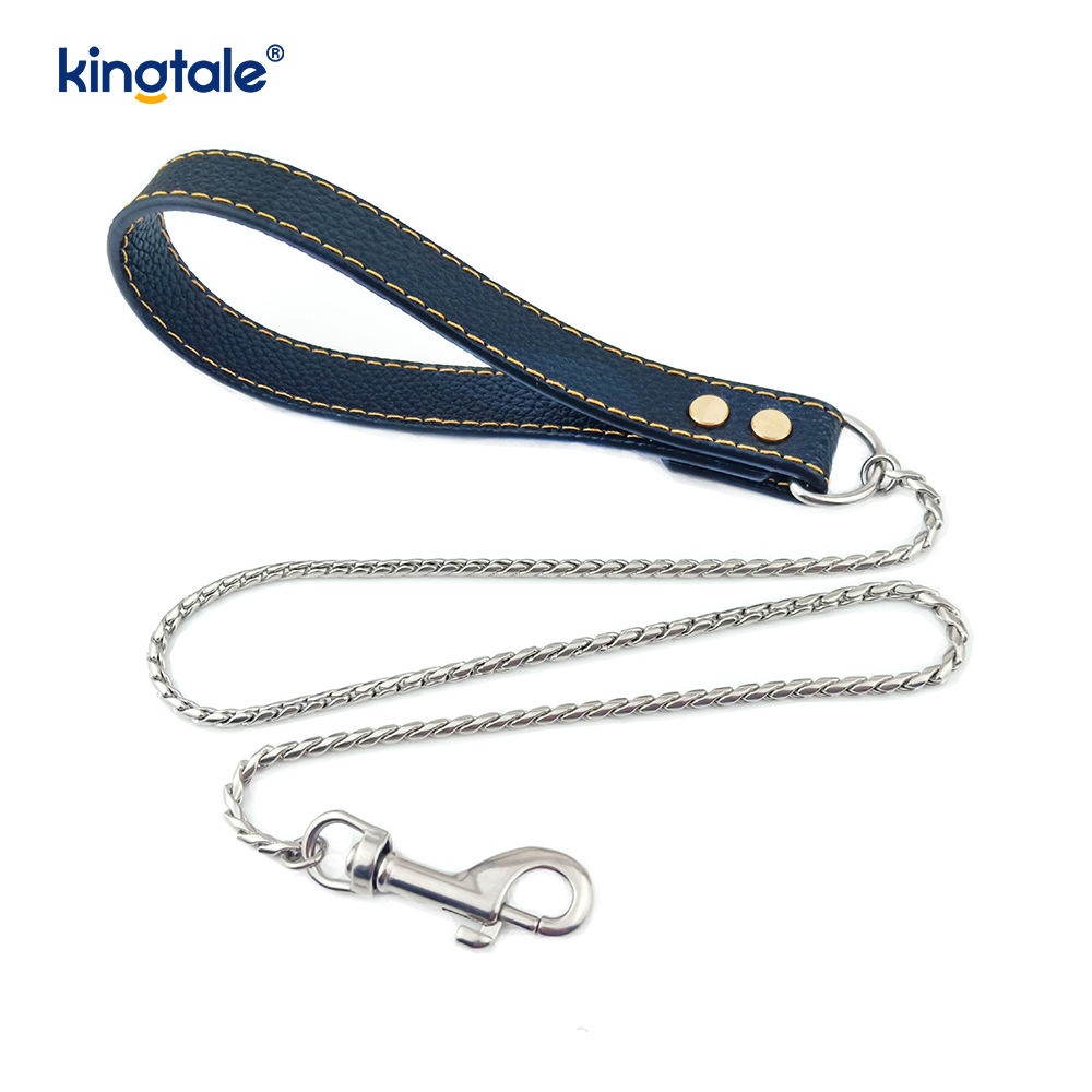 Trela ​​de corrente resistente para cães, coleira de metal multicolorida para caminhada de cães de estimação