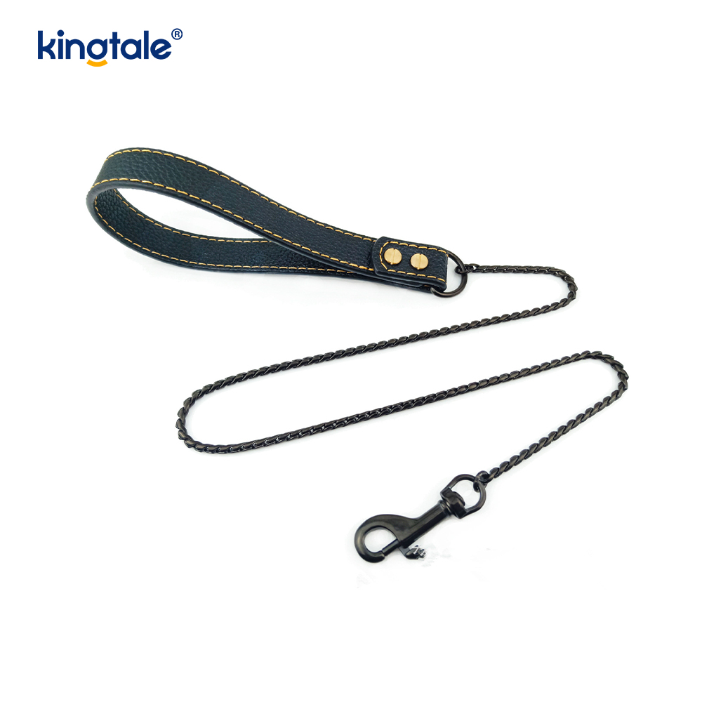 Trela ​​de corrente resistente para cães, coleira de metal multicolorida para caminhada de cães de estimação